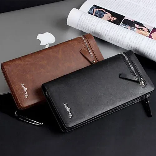 Portefeuille long en cuir pliant