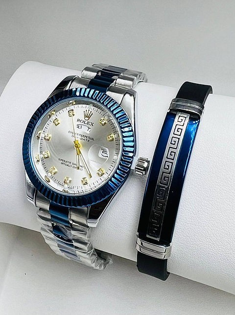 Montre Rolex 2tons fond blanc+ Bracelet