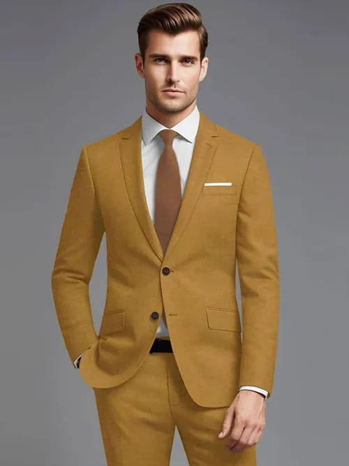Complet costume jaune-sable